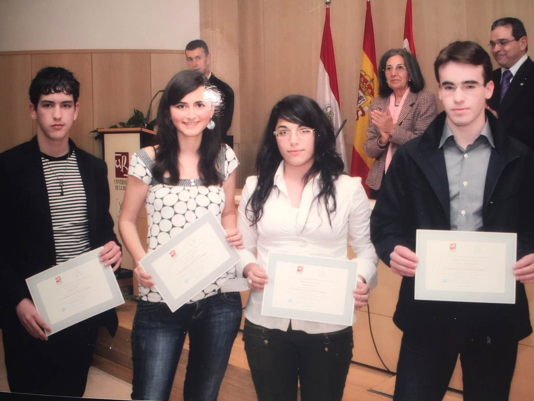 Daniel Lopez-Martinez receiving an award at the Spanish Mathematics and Physics Olympiad in Logroño, Spain, 2008.