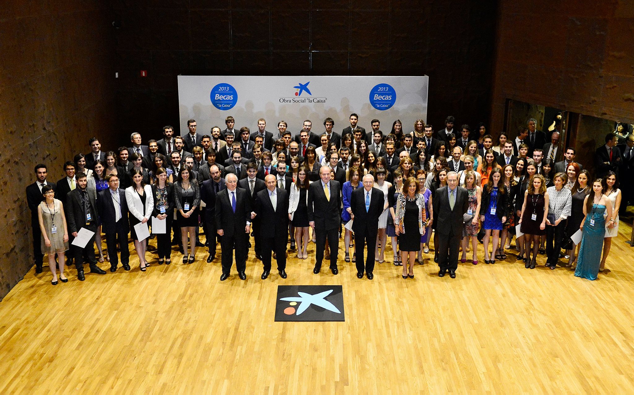 King Juan Carlos I of Spain with all La Caixa Fellowship scholars, including Daniel Lopez-Martinez, at the award ceremony in Madrid, 2014.