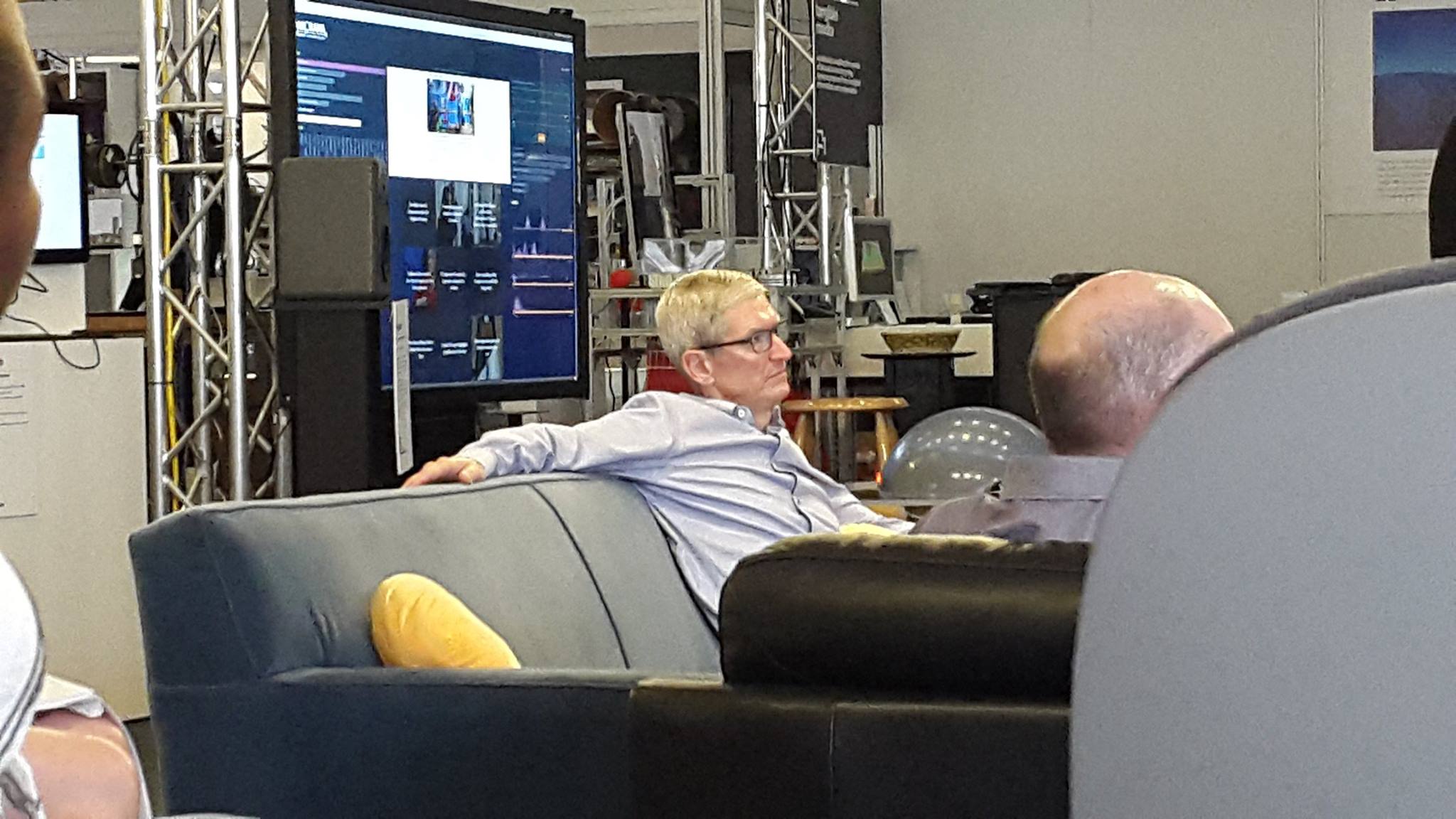 The Affective Computing group presenting to Tim Cook at the MIT Media Lab, 2017.