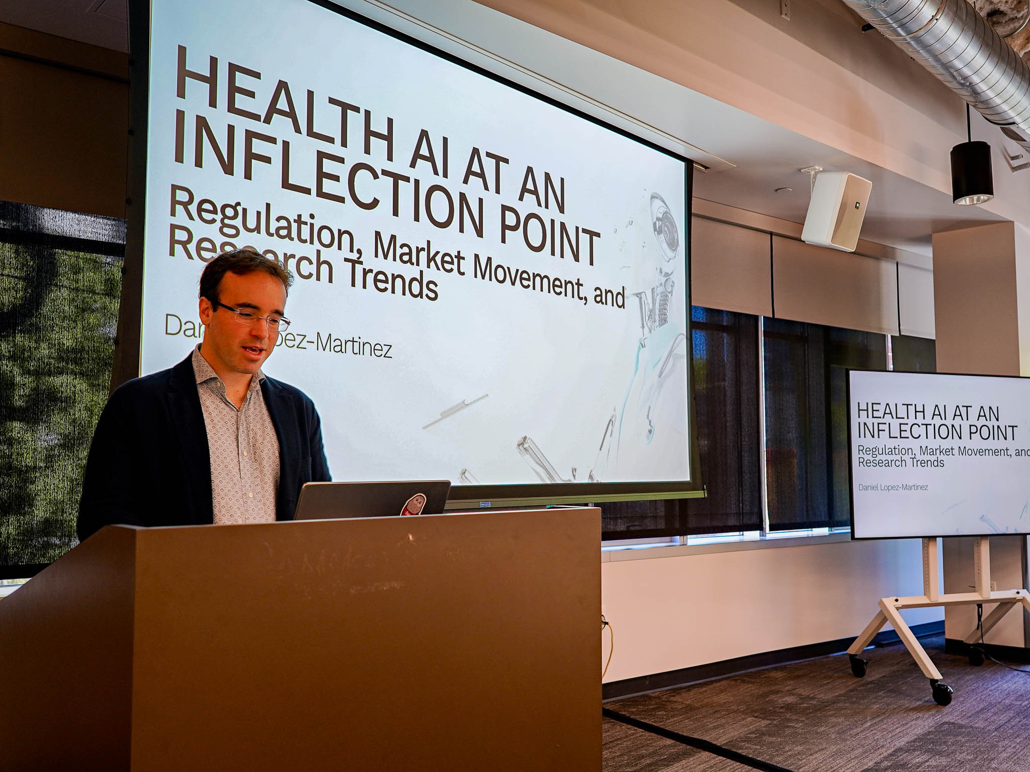 Daniel Lopez-Martinez presenting Health AI at an Inflection Point at the Amazon Health Services Leadership Meeting in Seattle.